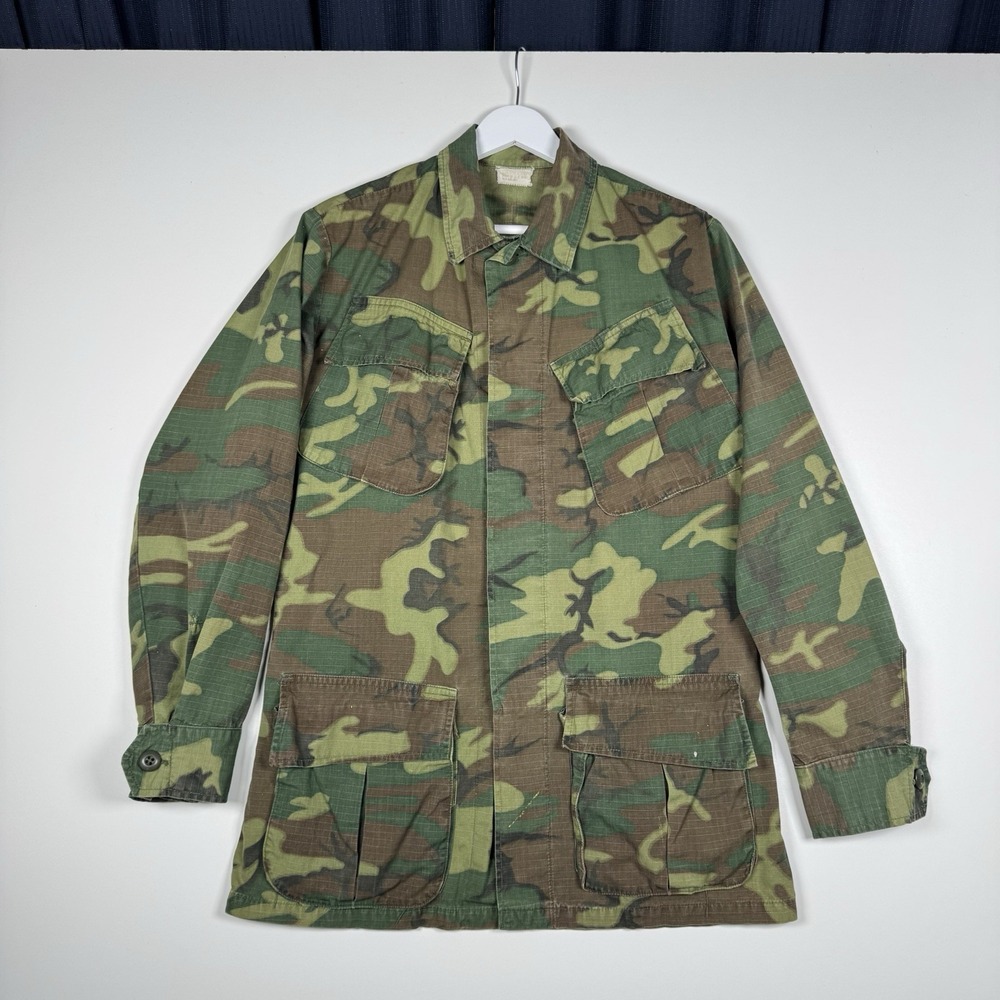 +Vintage R.L. Davis Mfg. Man's Combat Tropical Coat Slant Pockets Vietnam Era M?